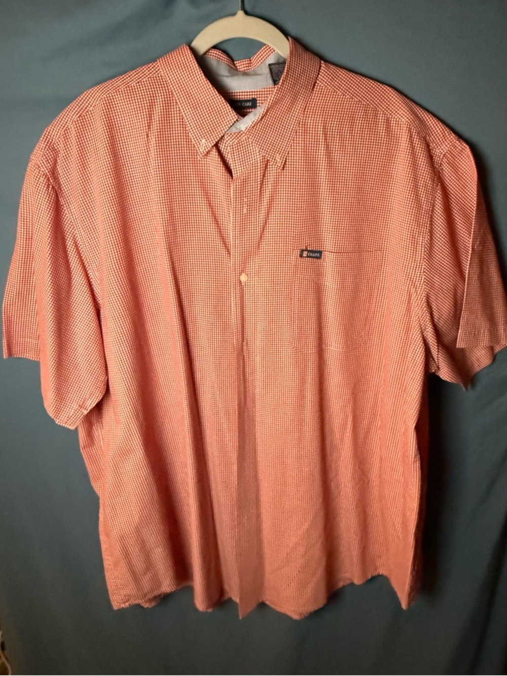 Chaps Men’s Short-Sleeve Red Checkered Button-Up Shirt